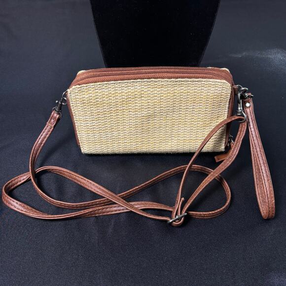 Western Tan & Brown Straw Wallet Purse - Picture 7 of 7
